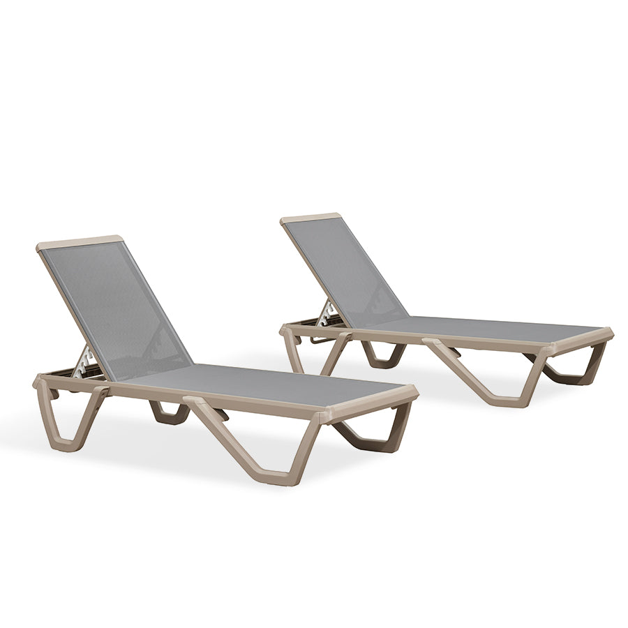 PURPLE LEAF Outdoor Chaise Lounge Chair Pool Lounge Chair with Champagne Aluminum Plastic Stackable Patio Lounge Chair for Poolside Sunbathing Beach Deck Yard