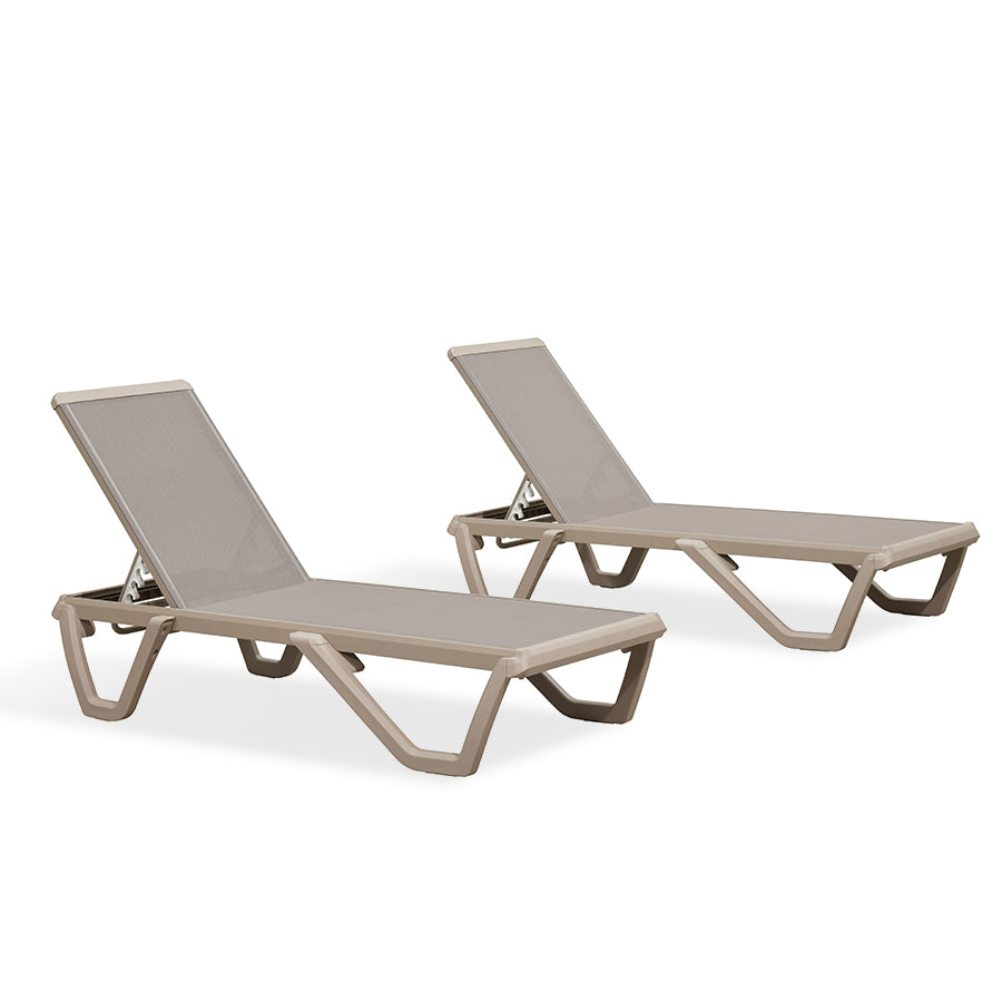 PURPLE LEAF Outdoor Chaise Lounge Chair Pool Lounge Chair with Champagne Aluminum Plastic Stackable Patio Lounge Chair for Poolside Sunbathing Beach Deck Yard