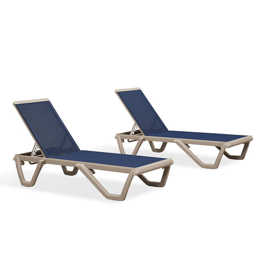 PURPLE LEAF Outdoor Chaise Lounge Chair Pool Lounge Chair with Champagne Aluminum Plastic Stackable Patio Lounge Chair for Poolside Sunbathing Beach Deck Yard