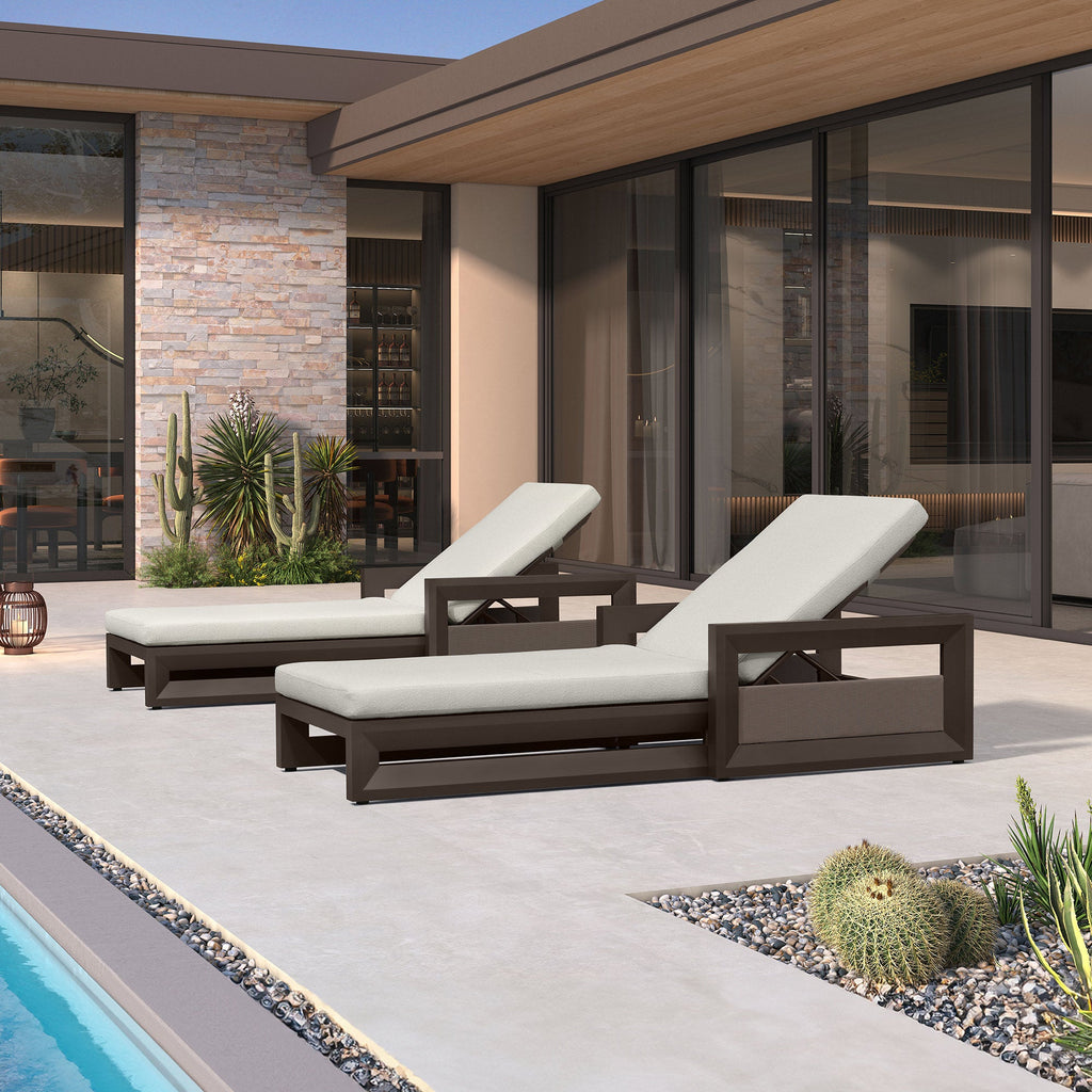 PURPLE LEAF Caesar Outdoor Chaise Lounge 2 in 1 Design Reclining Lounger Chair with Cushion Deluxe Aluminum Oversize Pool Lounge Chairs with Armrests & Backrest for Patio Poolside Backyard