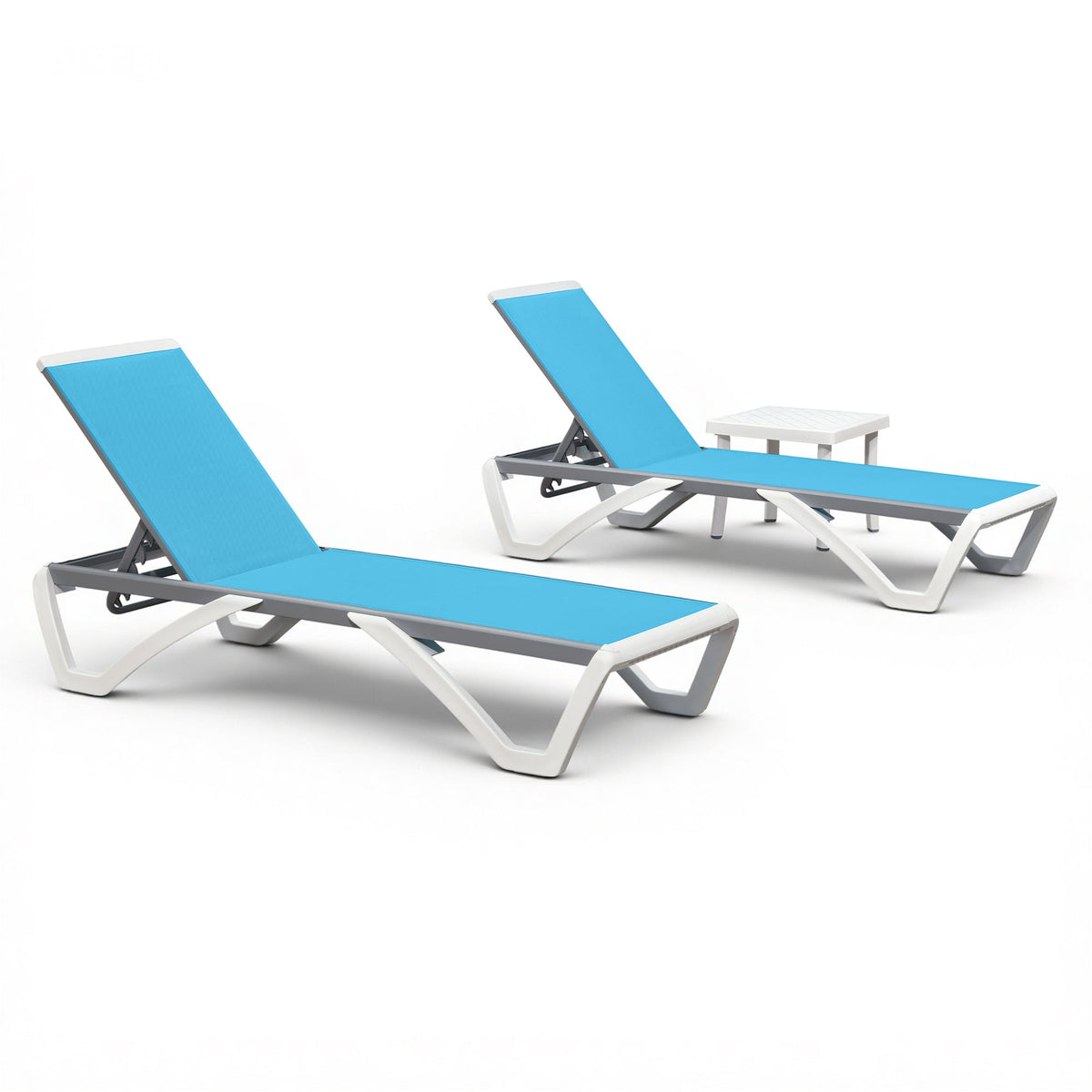 Clearance-PURPLE LEAF Patio Chaise Lounge Plastic Pool Outdoor Lounge Chair with Aluminum Frame Stackable Patio Tanning Chairs for Poolside Sunbathing Beach Deck Yard