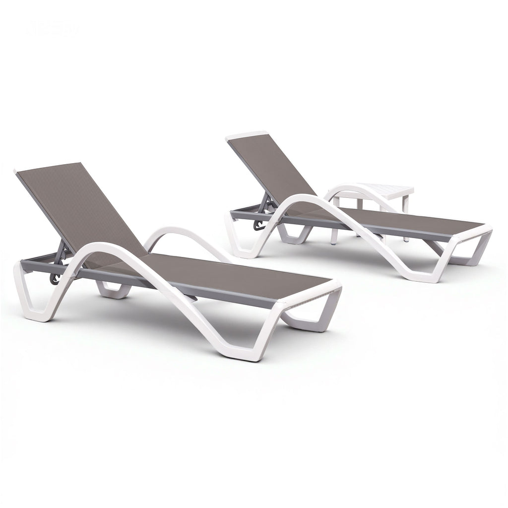 Clearance-PURPLE LEAF Patio Chaise Lounge Plastic Pool Outdoor Lounge Chair with Aluminum Frame Stackable Patio Tanning Chairs for Poolside Sunbathing Beach Deck Yard
