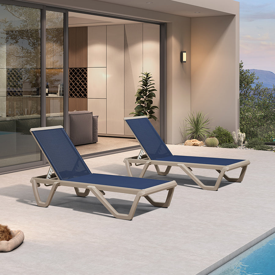 PURPLE LEAF Outdoor Chaise Lounge Chair Pool Lounge Chair with Champagne Aluminum Plastic Stackable Patio Lounge Chair for Poolside Sunbathing Beach Deck Yard