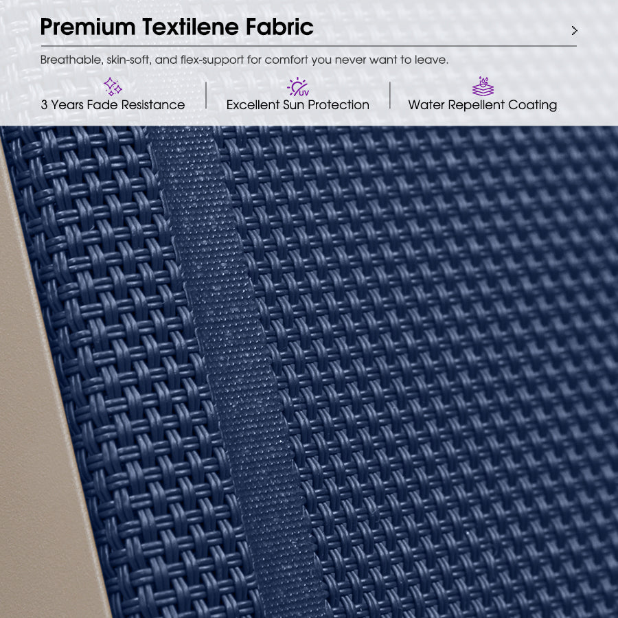 PURPLE LEAF Outdoor Chaise Lounge Chair Pool Lounge Chair with Champagne Aluminum Plastic Stackable Patio Lounge Chair for Poolside Sunbathing Beach Deck Yard