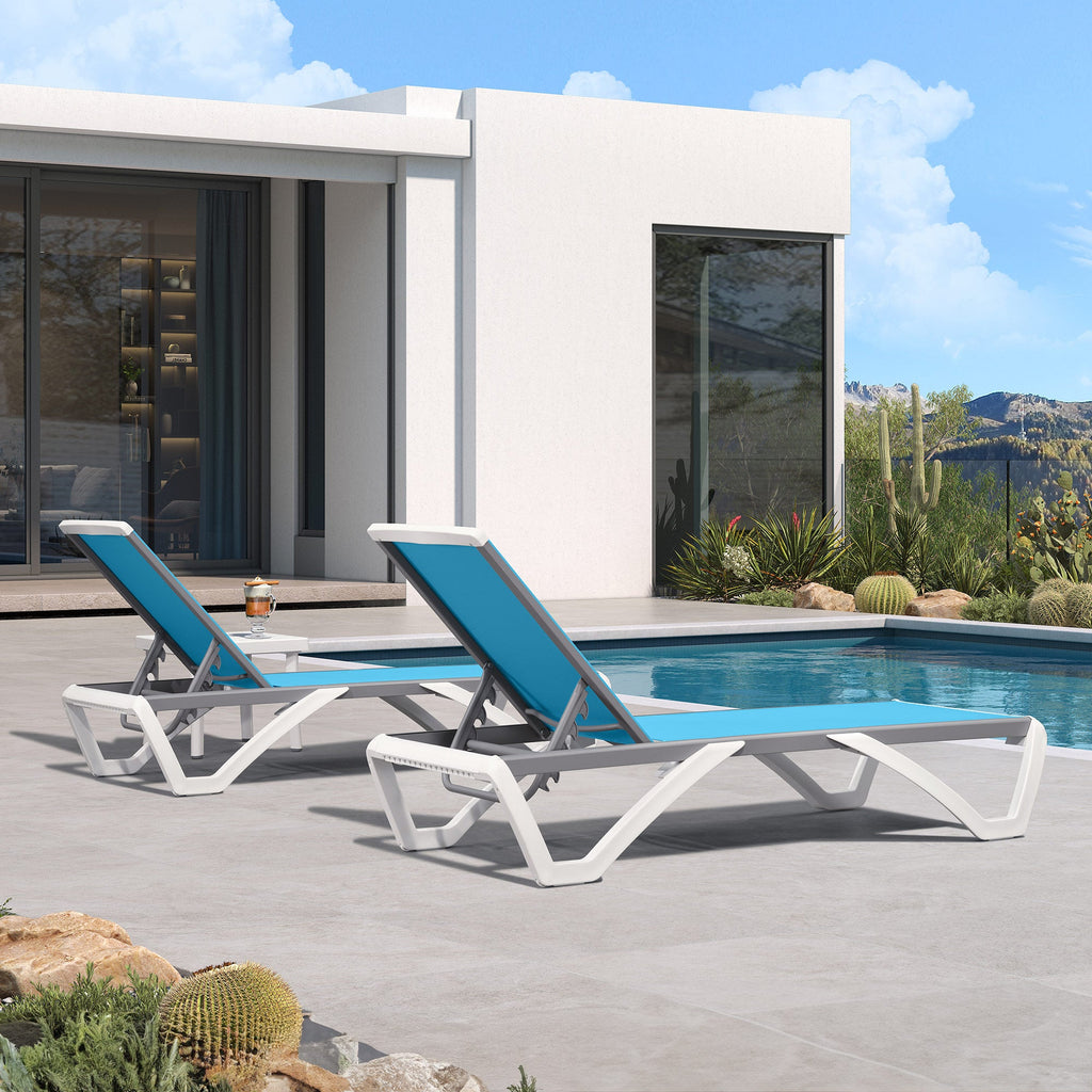 Clearance-PURPLE LEAF Patio Chaise Lounge Plastic Pool Outdoor Lounge Chair with Aluminum Frame Stackable Patio Tanning Chairs for Poolside Sunbathing Beach Deck Yard