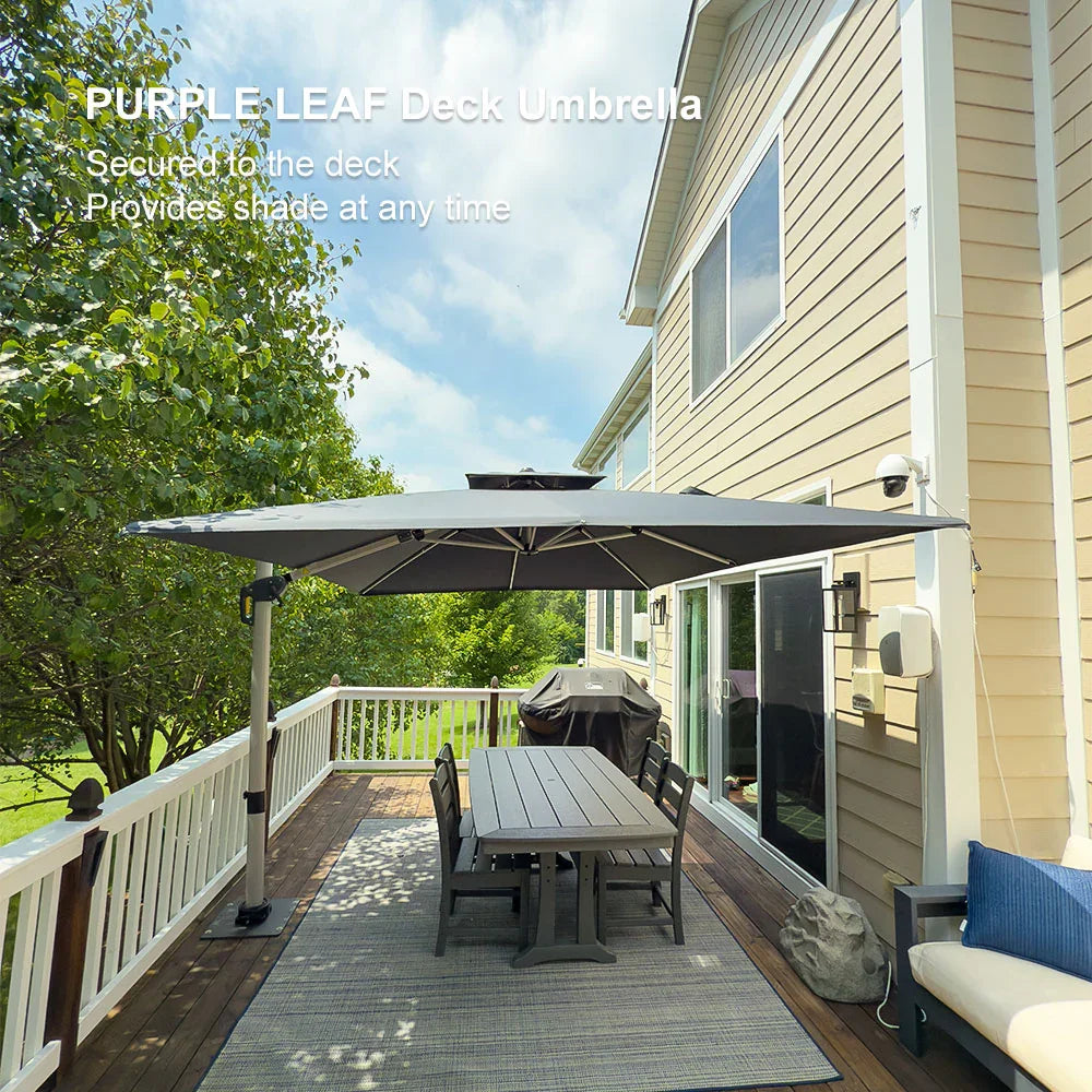 PURPLE LEAF Large Rectangular Porch Umbrella Outside Cantilever Patio Yard Umbrella