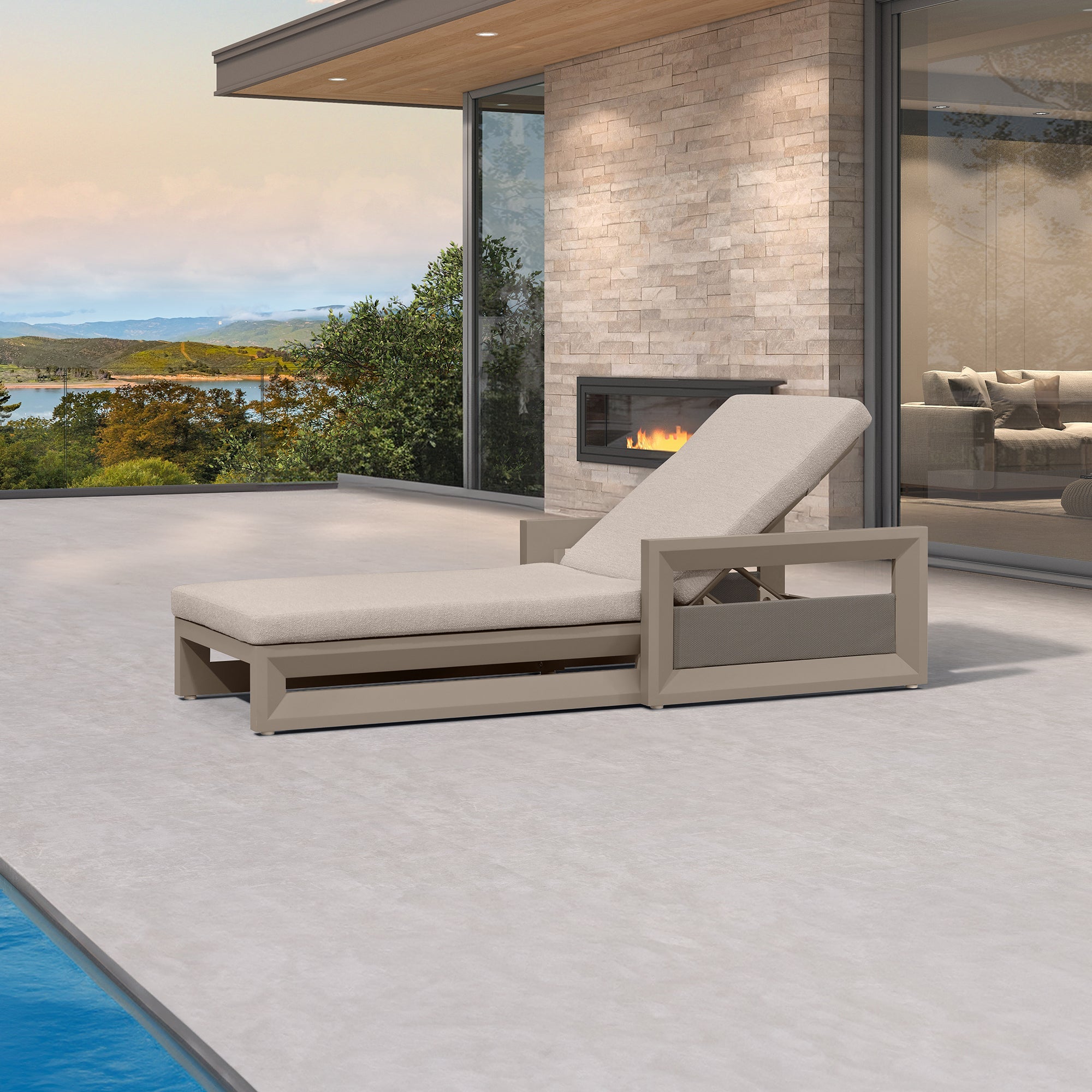 PURPLE LEAF Caesar Outdoor Chaise Lounge 2 in 1 Design Reclining Lounger Chair with Cushion Deluxe Aluminum Oversize Pool Lounge Chairs with Armrests & Backrest for Patio Poolside Backyard