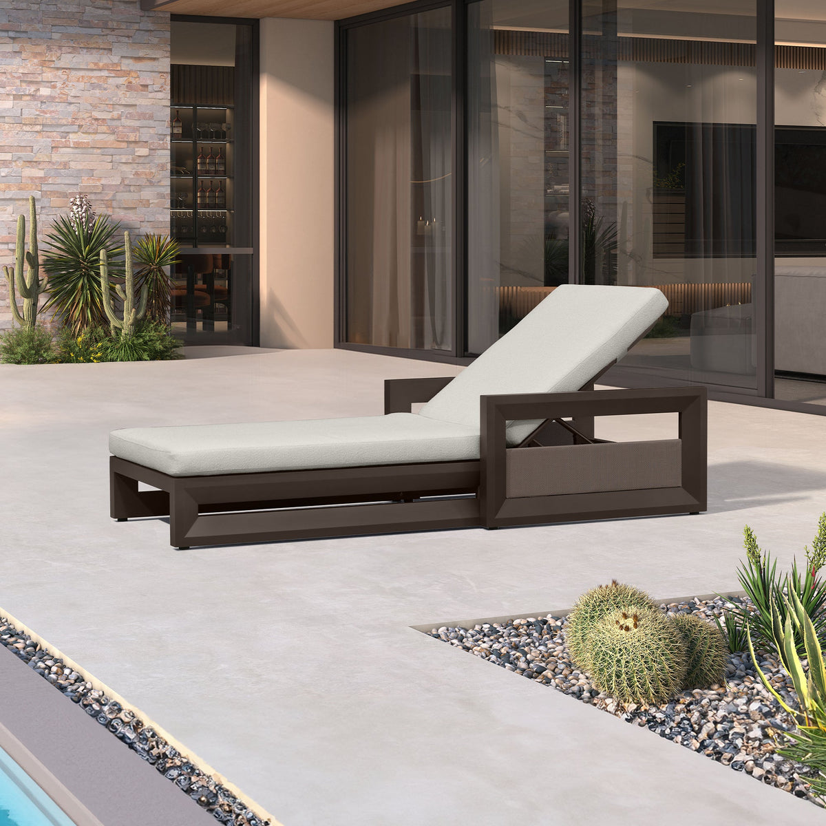 PURPLE LEAF Caesar Outdoor Chaise Lounge 2 in 1 Design Reclining Lounger Chair with Cushion Deluxe Aluminum Oversize Pool Lounge Chairs with Armrests & Backrest for Patio Poolside Backyard