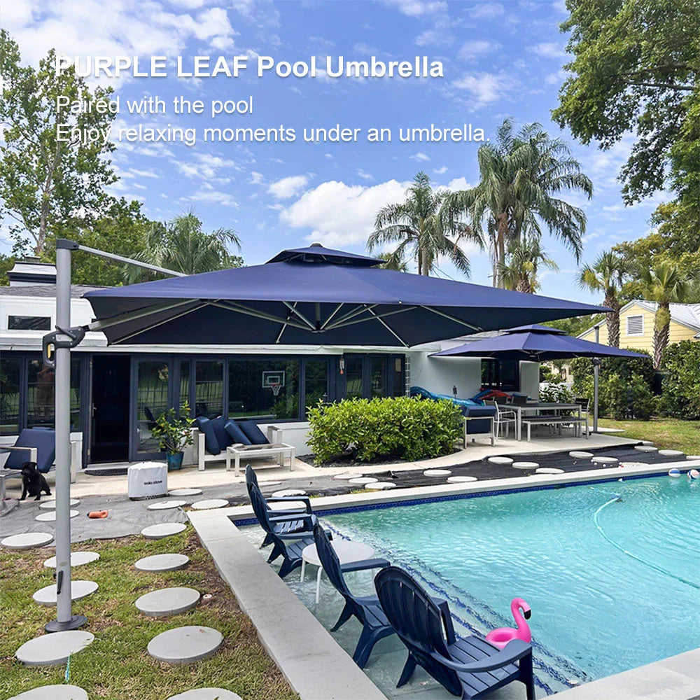 PURPLE LEAF Large Rectangular Porch Umbrella Outside Cantilever Patio Yard Umbrella