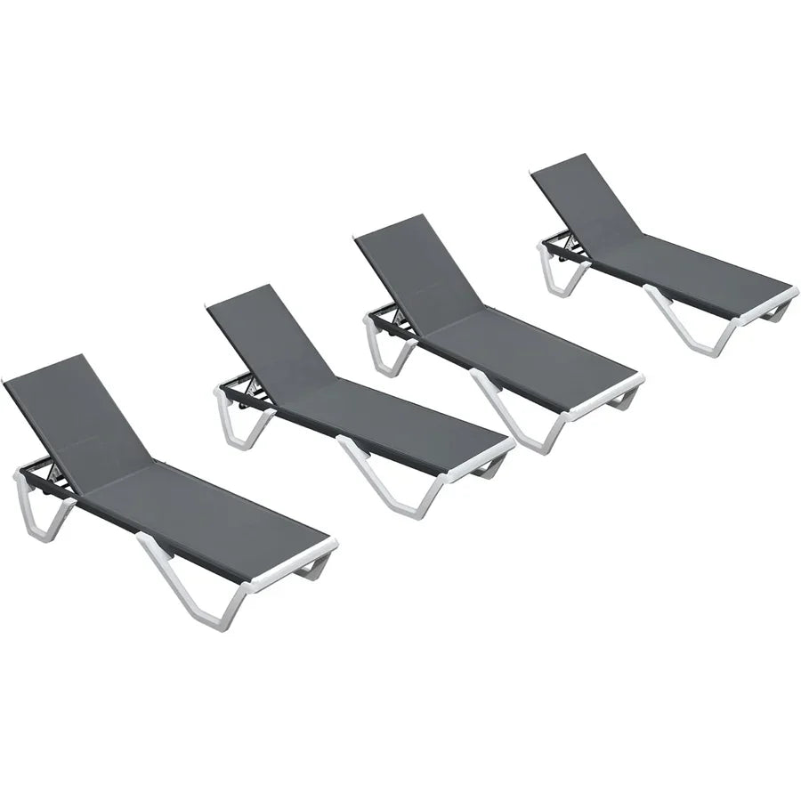 Clearance-PURPLE LEAF Patio Chaise Lounge Plastic Pool Outdoor Lounge Chair with Aluminum Frame Stackable Patio Tanning Chairs for Poolside Sunbathing Beach Deck Yard