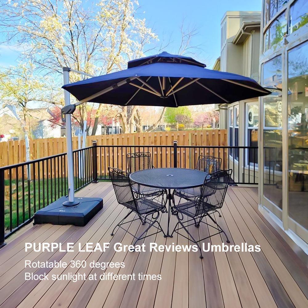 Clearance - PURPLE LEAF OPEN BOX Large Round Patio Cantilever Umbrella for Deck, Pool, Backyard