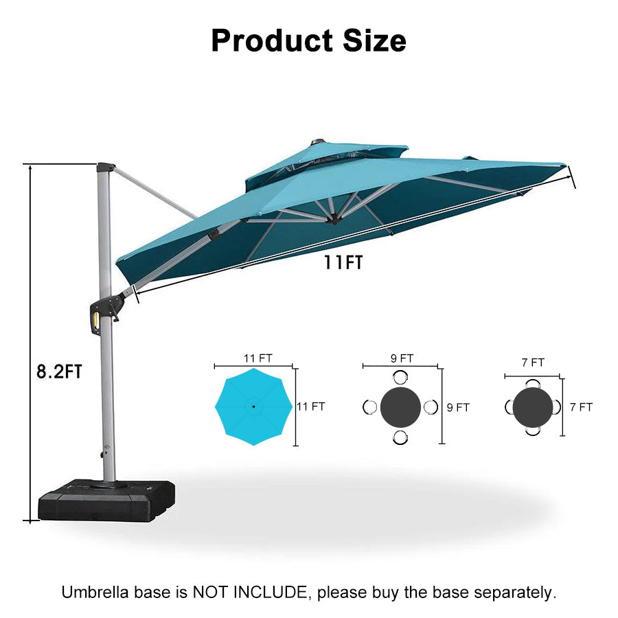 Clearance - PURPLE LEAF OPEN BOX Large Round Patio Cantilever Umbrella for Deck, Pool, Backyard