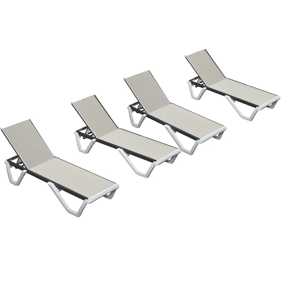 Clearance-PURPLE LEAF Patio Chaise Lounge Plastic Pool Outdoor Lounge Chair with Aluminum Frame Stackable Patio Tanning Chairs for Poolside Sunbathing Beach Deck Yard