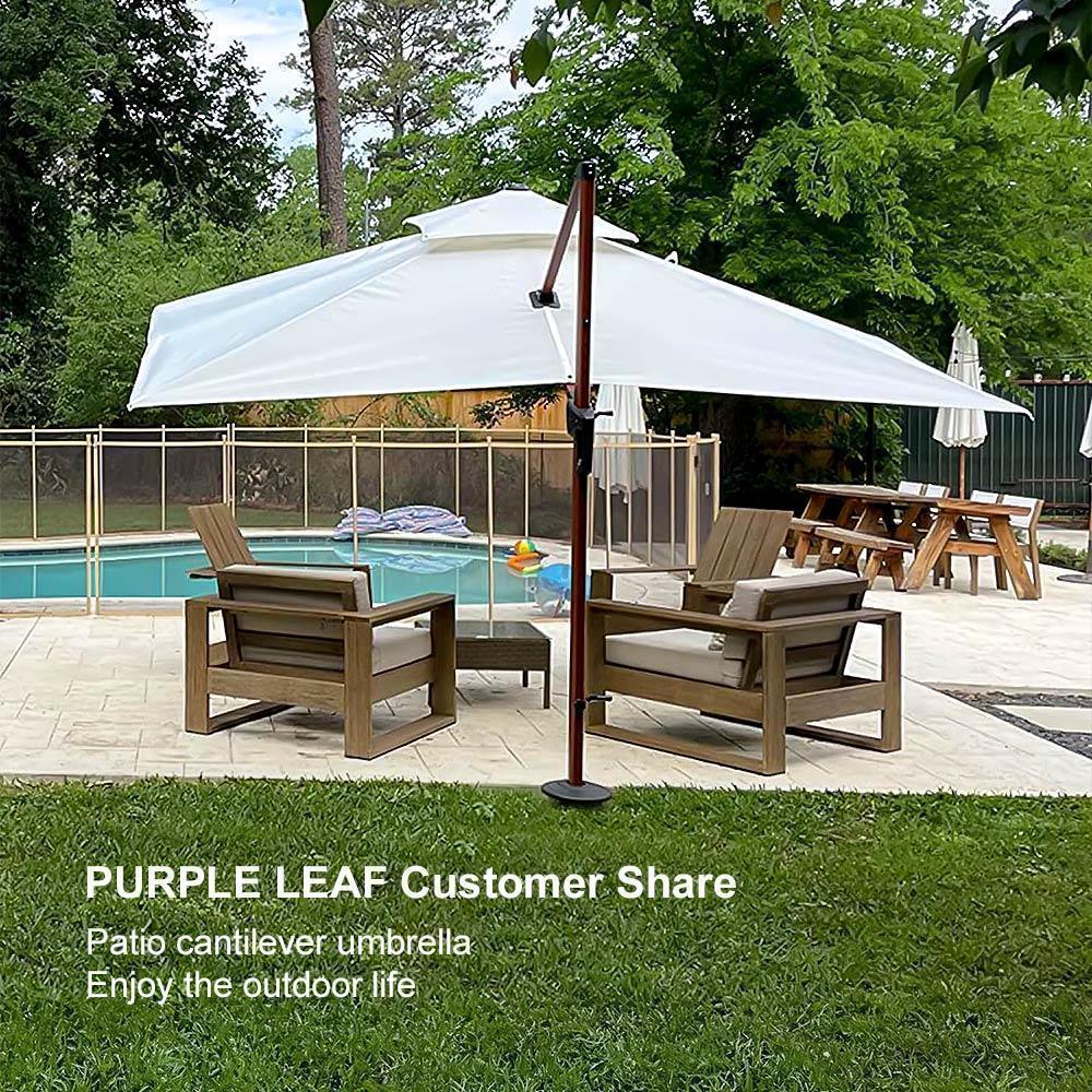 PURPLE LEAF 9 x 12 / 10 x 13 ft Rectangular Patio Umbrella Aluminum Cantilever Umbrella in Wood Color