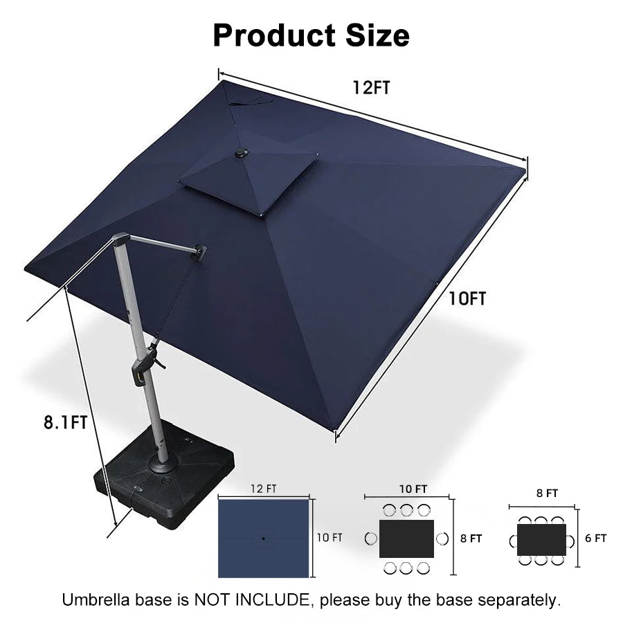 PURPLE LEAF Large Rectangular Porch Umbrella Outside Cantilever Patio Yard Umbrella