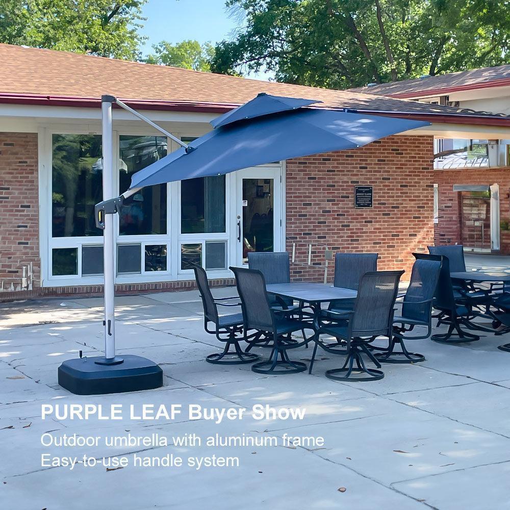 Clearance - PURPLE LEAF OPEN BOX Large Round Patio Cantilever Umbrella for Deck, Pool, Backyard
