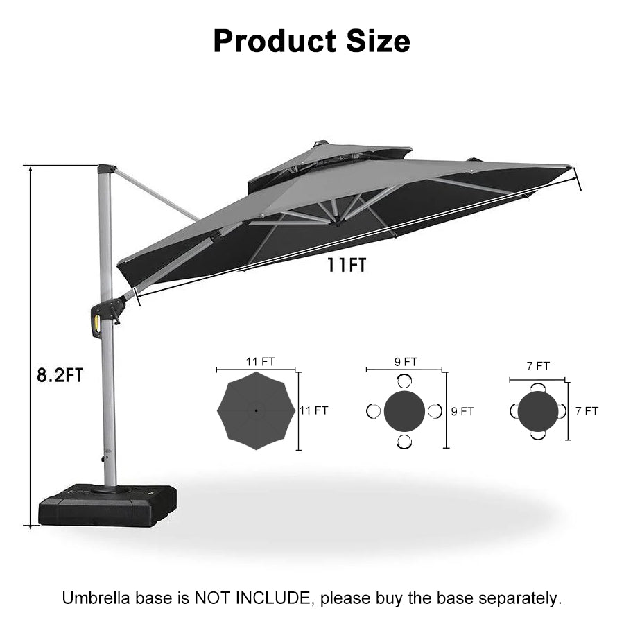 Clearance - PURPLE LEAF OPEN BOX Large Round Patio Cantilever Umbrella for Deck, Pool, Backyard