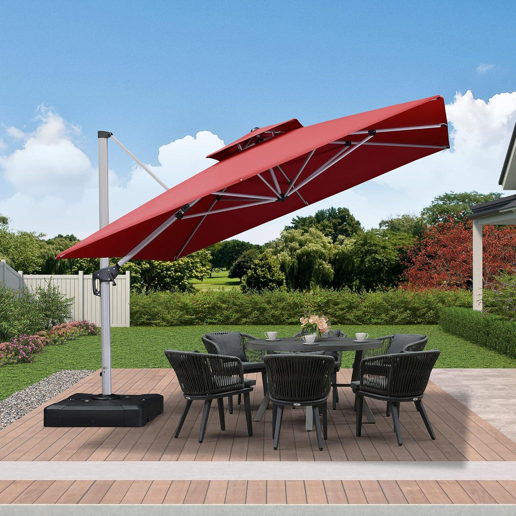 PURPLE LEAF Outdoor Windproof Umbrella, Square Cantilever Umbrella Outside Patio