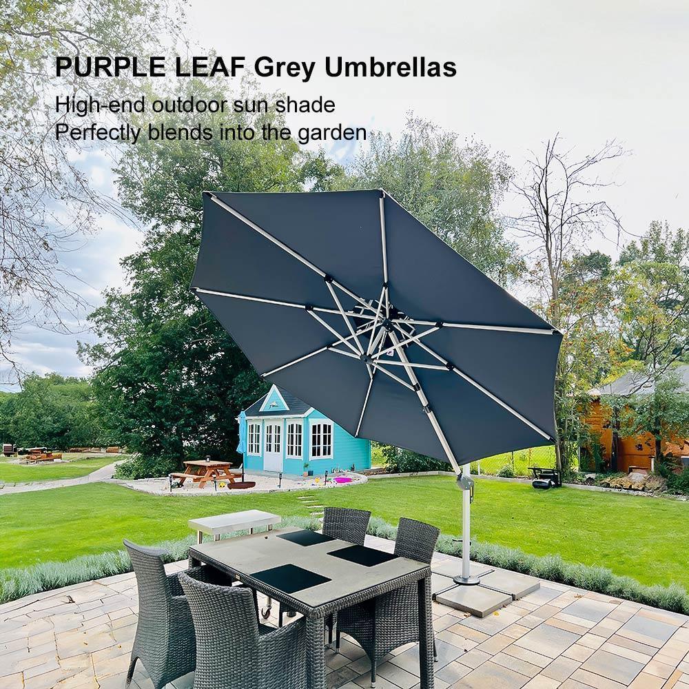 Clearance - PURPLE LEAF OPEN BOX Large Round Patio Cantilever Umbrella for Deck, Pool, Backyard
