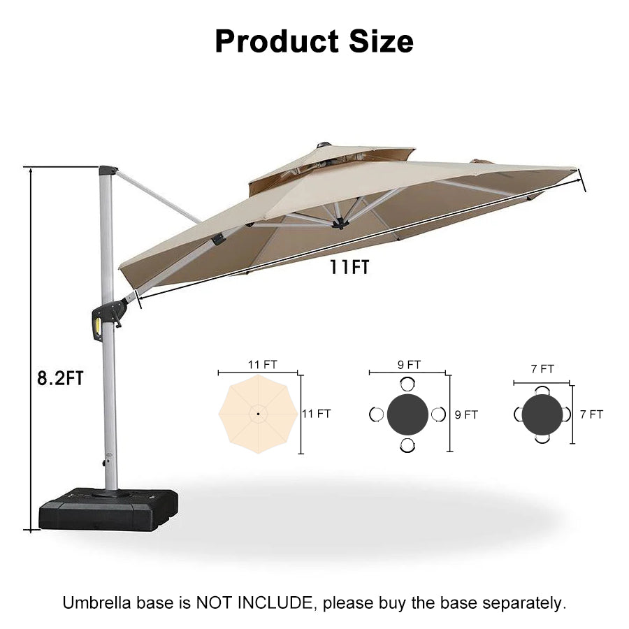 Clearance - PURPLE LEAF OPEN BOX Large Round Patio Cantilever Umbrella for Deck, Pool, Backyard