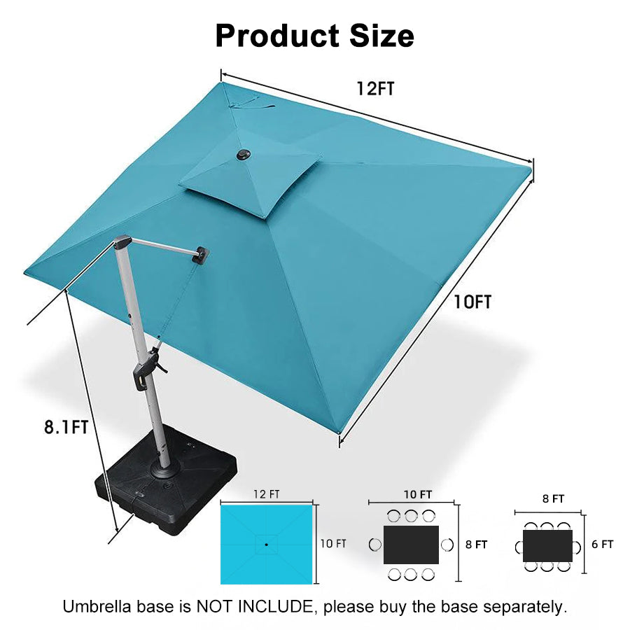 PURPLE LEAF Large Rectangular Porch Umbrella Outside Cantilever Patio Yard Umbrella