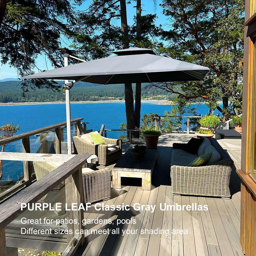 PURPLE LEAF Large Rectangular Porch Umbrella Outside Cantilever Patio Yard Umbrella