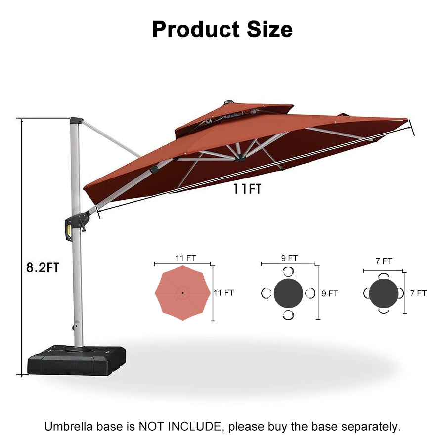 Clearance - PURPLE LEAF OPEN BOX Large Round Patio Cantilever Umbrella for Deck, Pool, Backyard