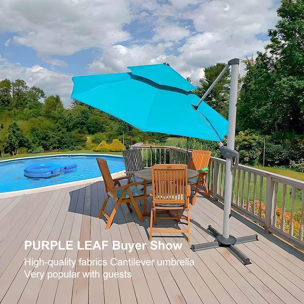Clearance - PURPLE LEAF OPEN BOX Large Round Patio Cantilever Umbrella for Deck, Pool, Backyard
