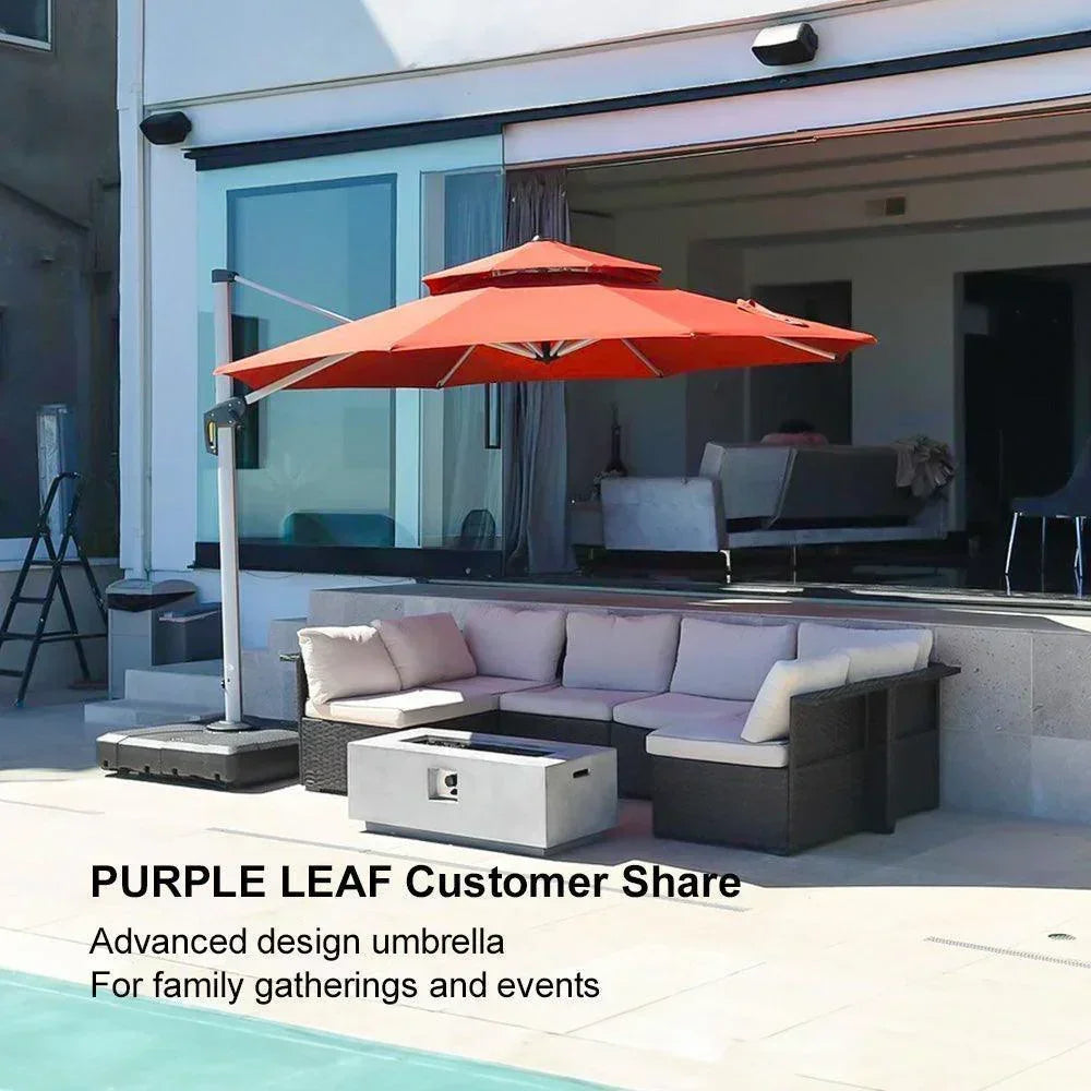 Clearance - PURPLE LEAF OPEN BOX Large Round Patio Cantilever Umbrella for Deck, Pool, Backyard