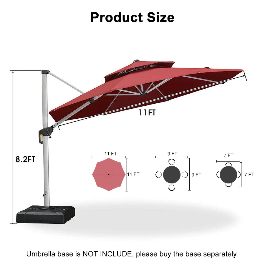 Clearance - PURPLE LEAF OPEN BOX Large Round Patio Cantilever Umbrella for Deck, Pool, Backyard