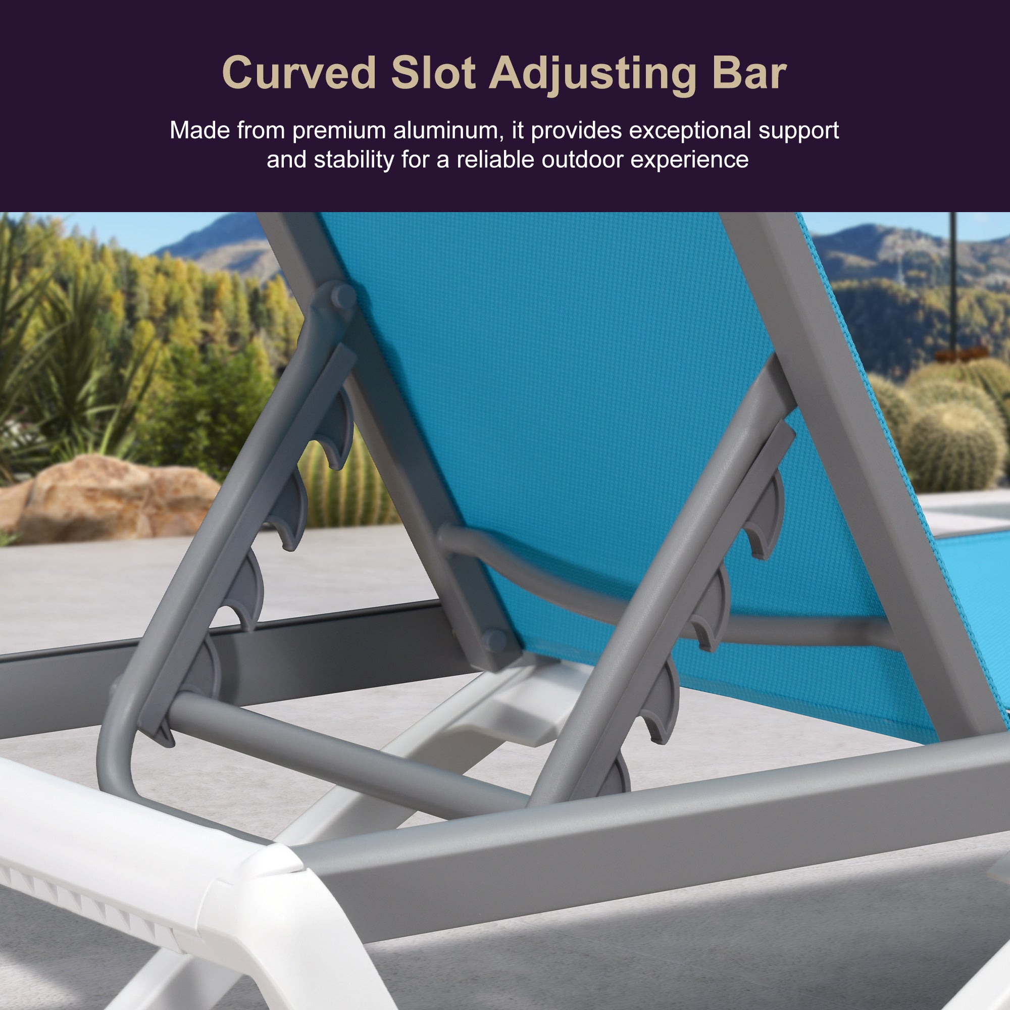 Clearance-PURPLE LEAF Patio Chaise Lounge Plastic Pool Outdoor Lounge Chair with Aluminum Frame Stackable Patio Tanning Chairs for Poolside Sunbathing Beach Deck Yard