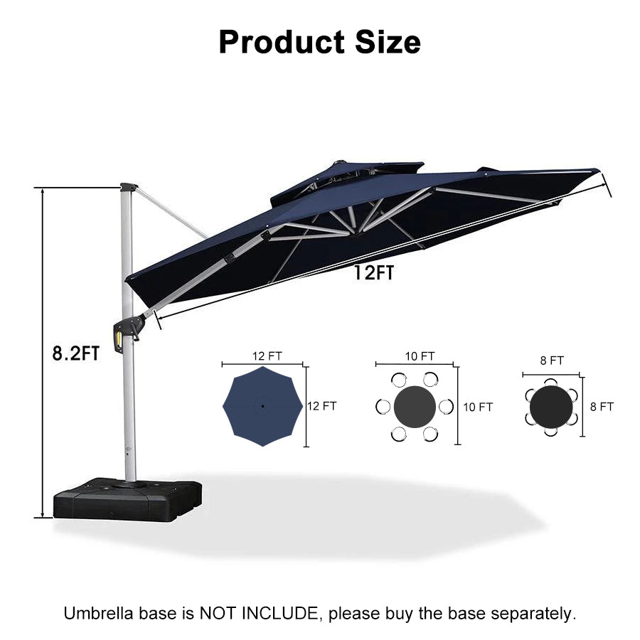 Clearance - PURPLE LEAF OPEN BOX Large Round Patio Cantilever Umbrella for Deck, Pool, Backyard