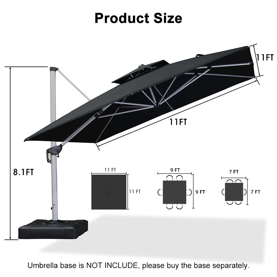 PURPLE LEAF Outdoor Windproof Umbrella, Square Cantilever Umbrella Outside Patio