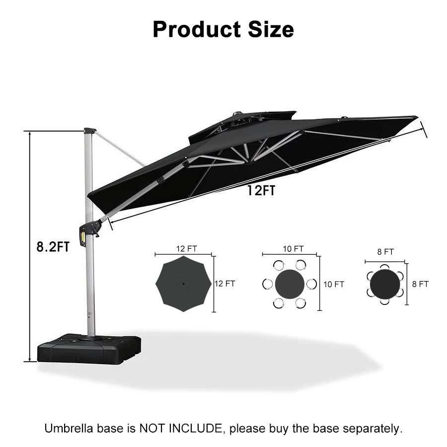 Clearance - PURPLE LEAF OPEN BOX Large Round Patio Cantilever Umbrella for Deck, Pool, Backyard