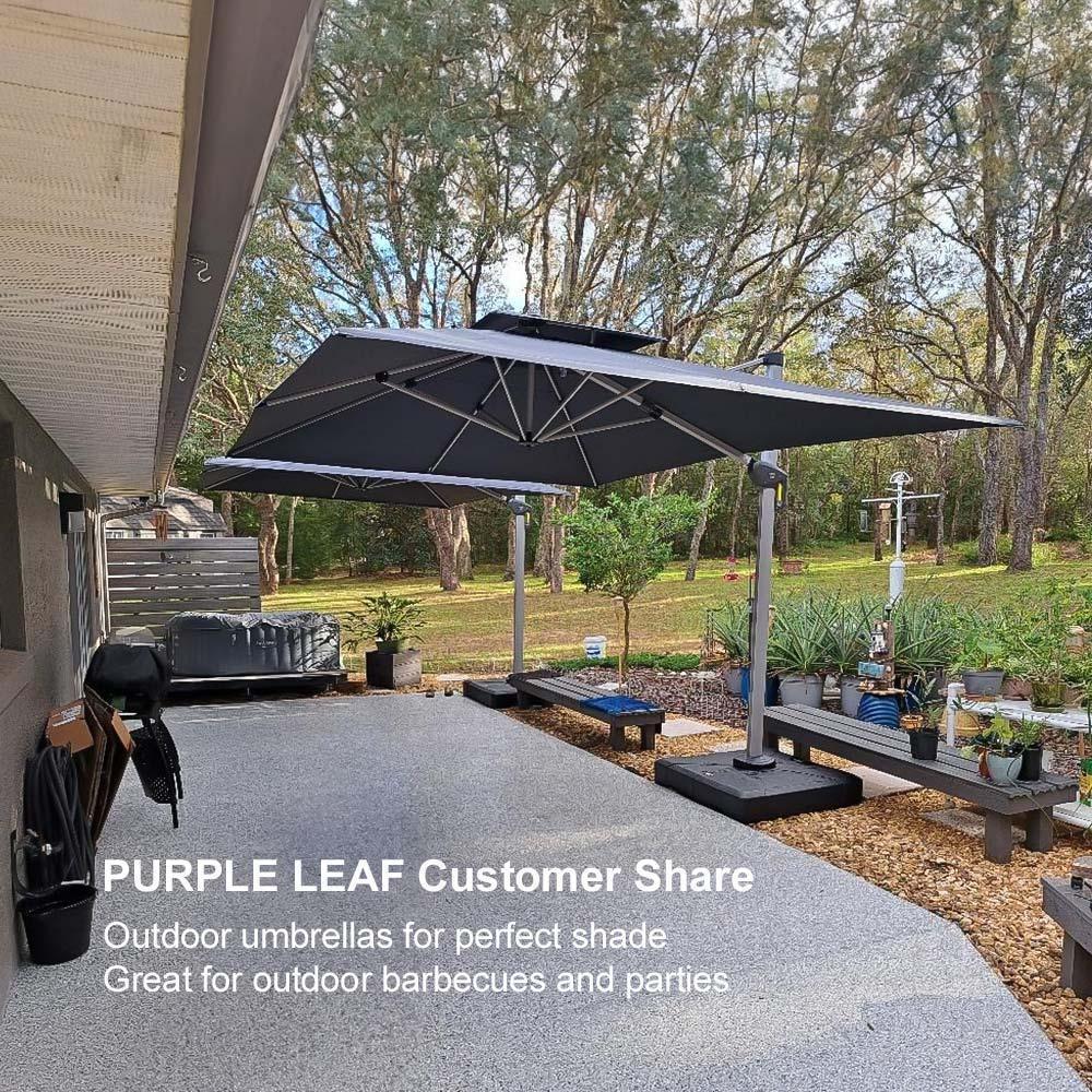 PURPLE LEAF Large Rectangular Porch Umbrella Outside Cantilever Patio Yard Umbrella