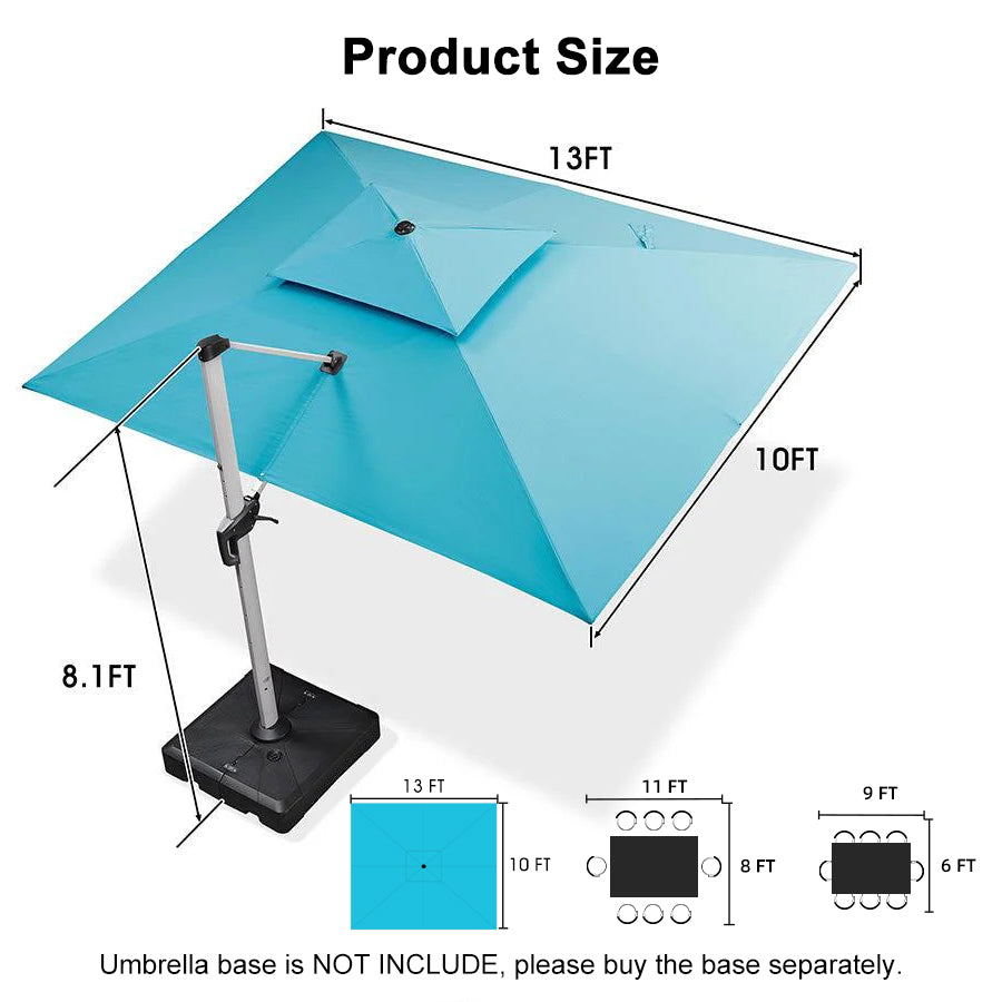 PURPLE LEAF Large Rectangular Porch Umbrella Outside Cantilever Patio Yard Umbrella