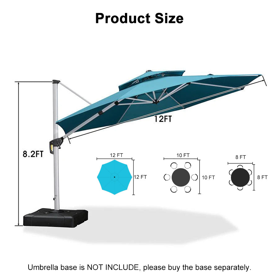 Clearance - PURPLE LEAF OPEN BOX Large Round Patio Cantilever Umbrella for Deck, Pool, Backyard