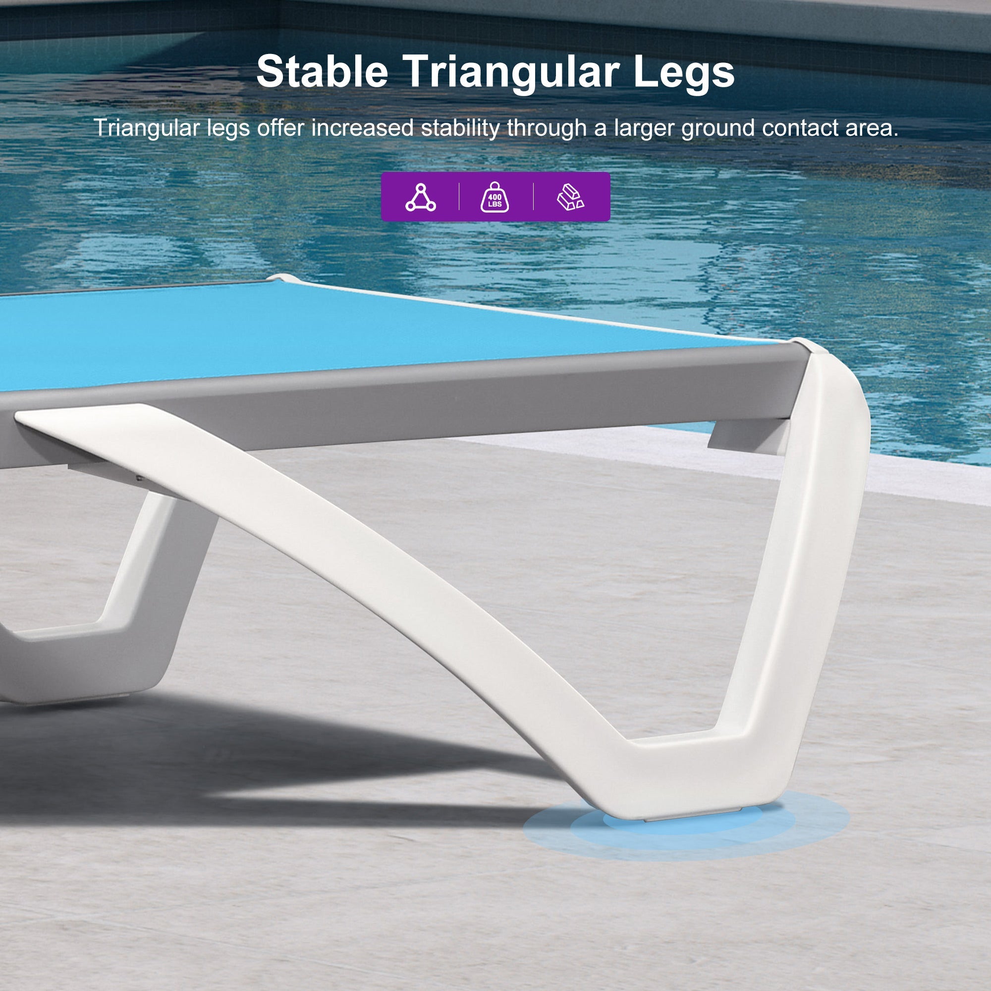 Clearance-PURPLE LEAF Patio Chaise Lounge Plastic Pool Outdoor Lounge Chair with Aluminum Frame Stackable Patio Tanning Chairs for Poolside Sunbathing Beach Deck Yard