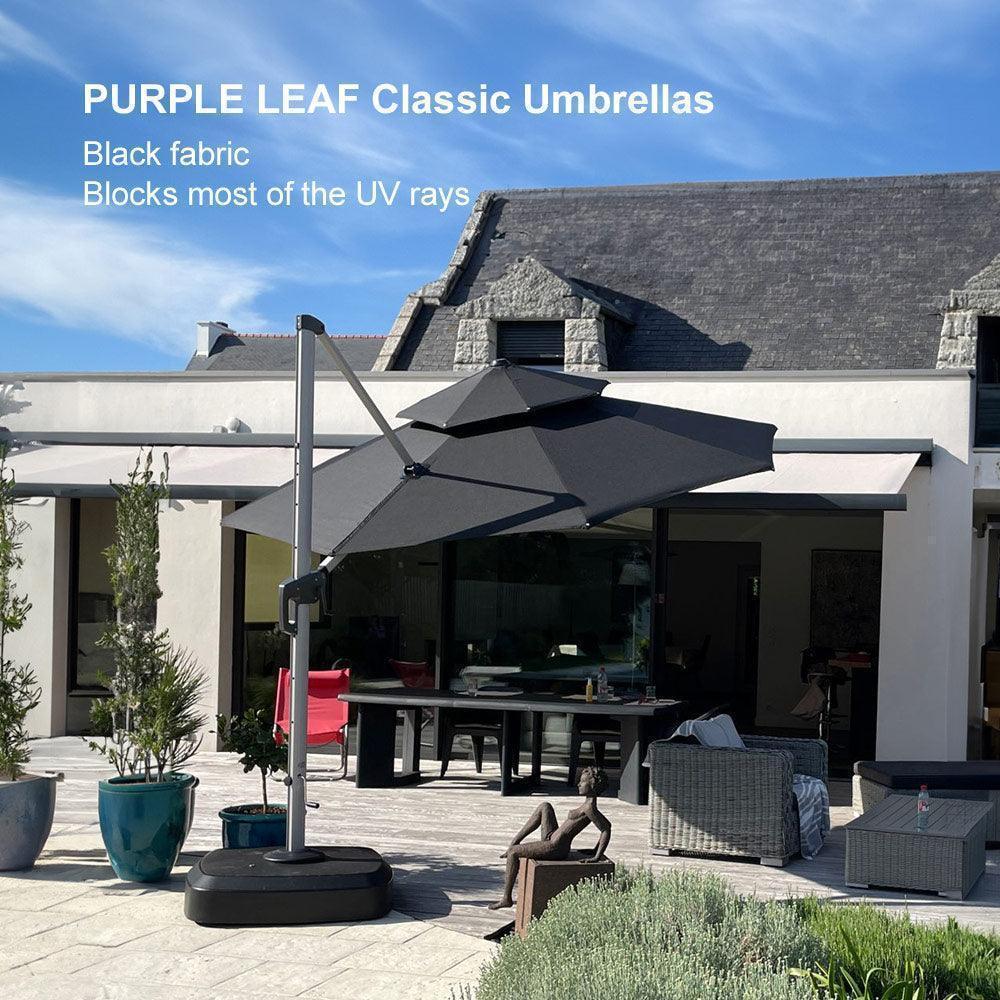 Clearance - PURPLE LEAF OPEN BOX Large Round Patio Cantilever Umbrella for Deck, Pool, Backyard