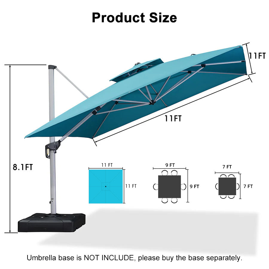 PURPLE LEAF Outdoor Windproof Umbrella, Square Cantilever Umbrella Outside Patio