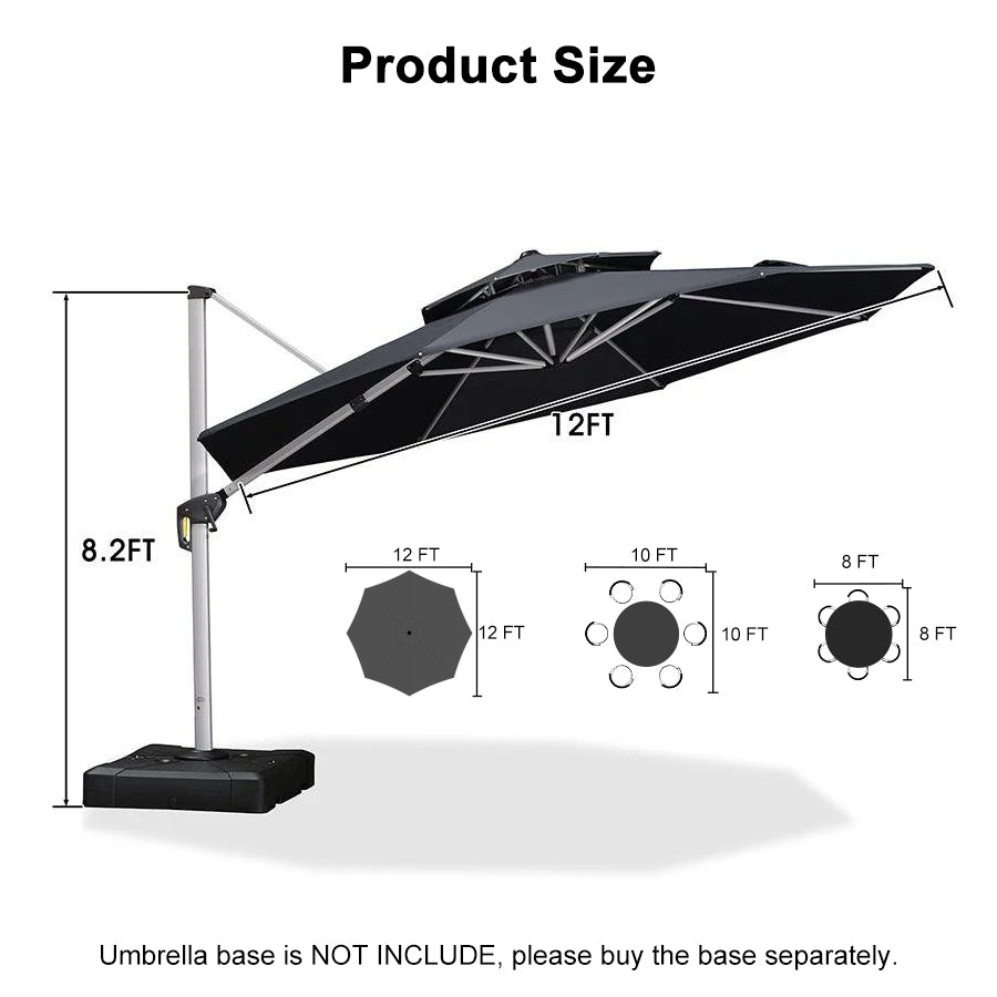 Clearance - PURPLE LEAF OPEN BOX Large Round Patio Cantilever Umbrella for Deck, Pool, Backyard