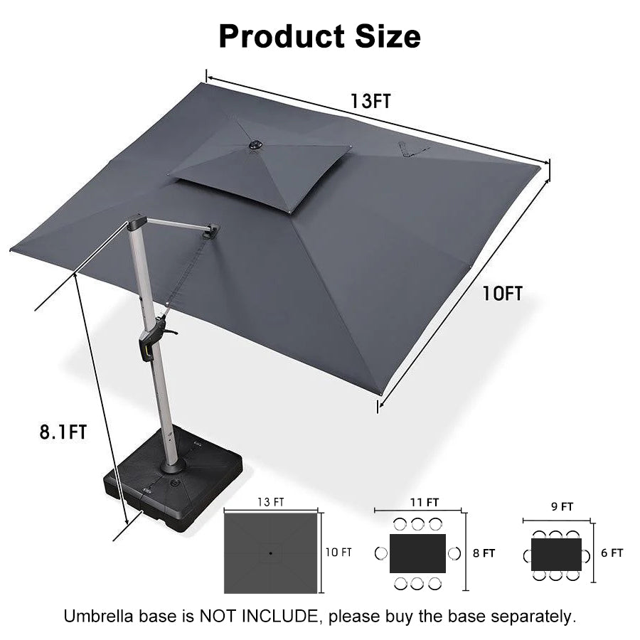 PURPLE LEAF Large Rectangular Porch Umbrella Outside Cantilever Patio Yard Umbrella