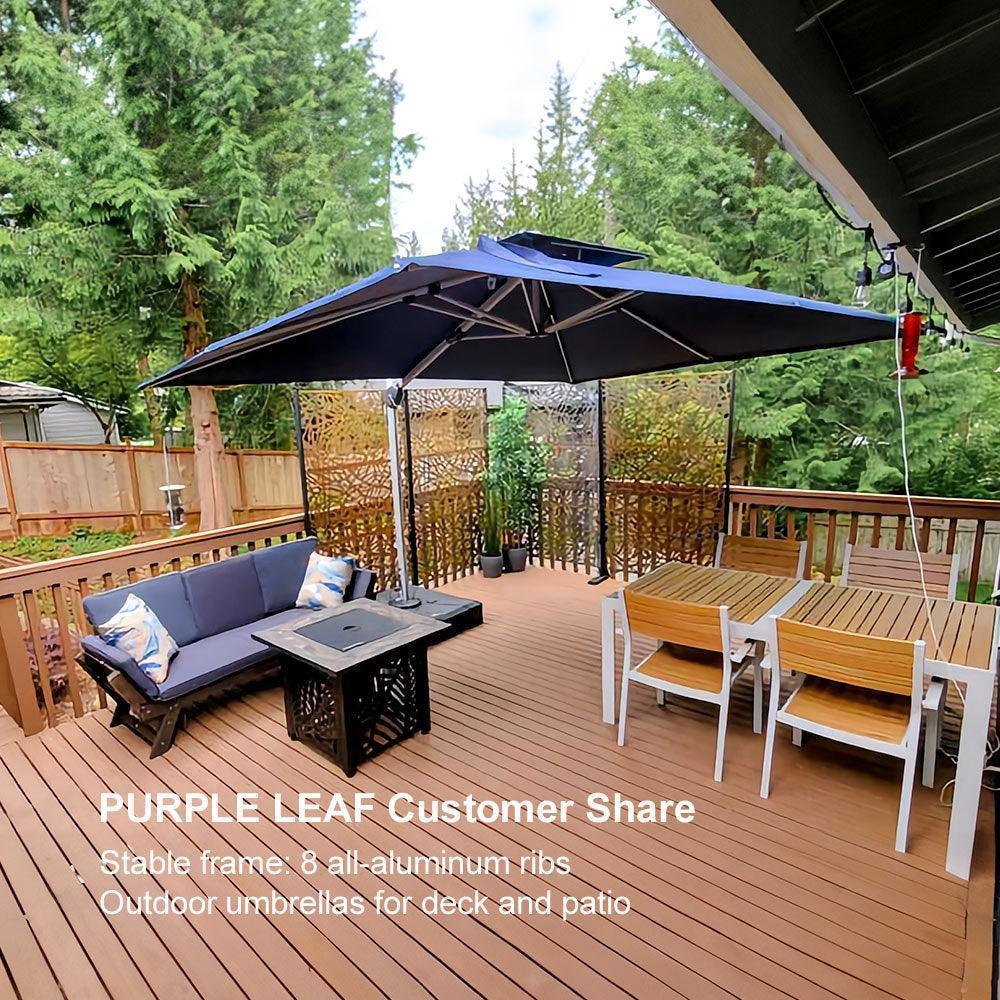 PURPLE LEAF Large Rectangular Porch Umbrella Outside Cantilever Patio Yard Umbrella