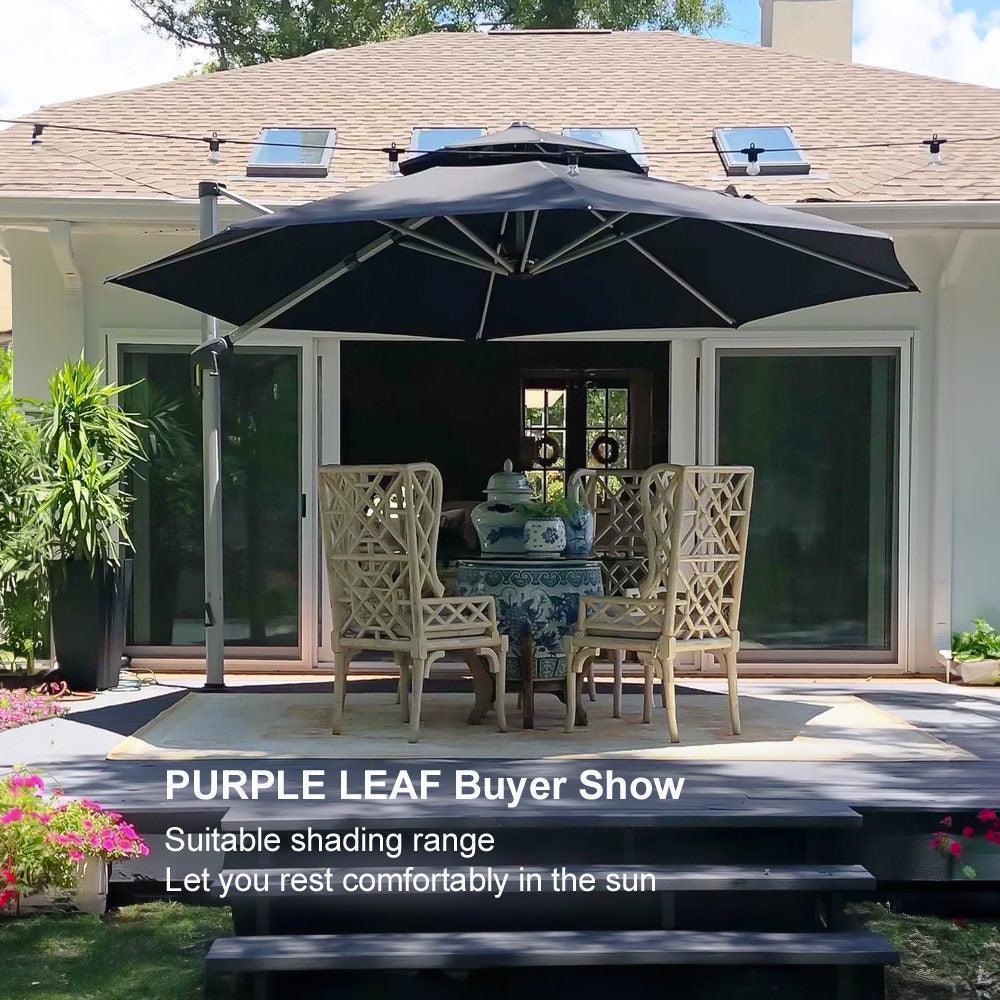 Clearance - PURPLE LEAF OPEN BOX Large Round Patio Cantilever Umbrella for Deck, Pool, Backyard