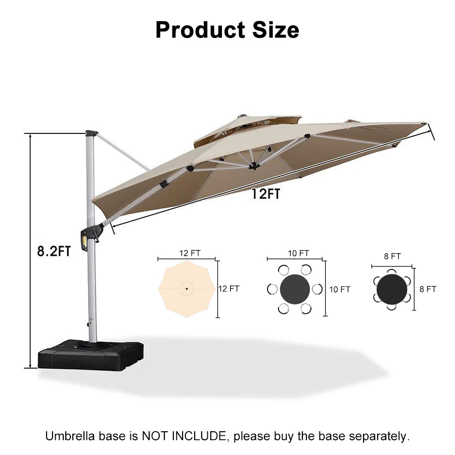 Clearance - PURPLE LEAF OPEN BOX Large Round Patio Cantilever Umbrella for Deck, Pool, Backyard
