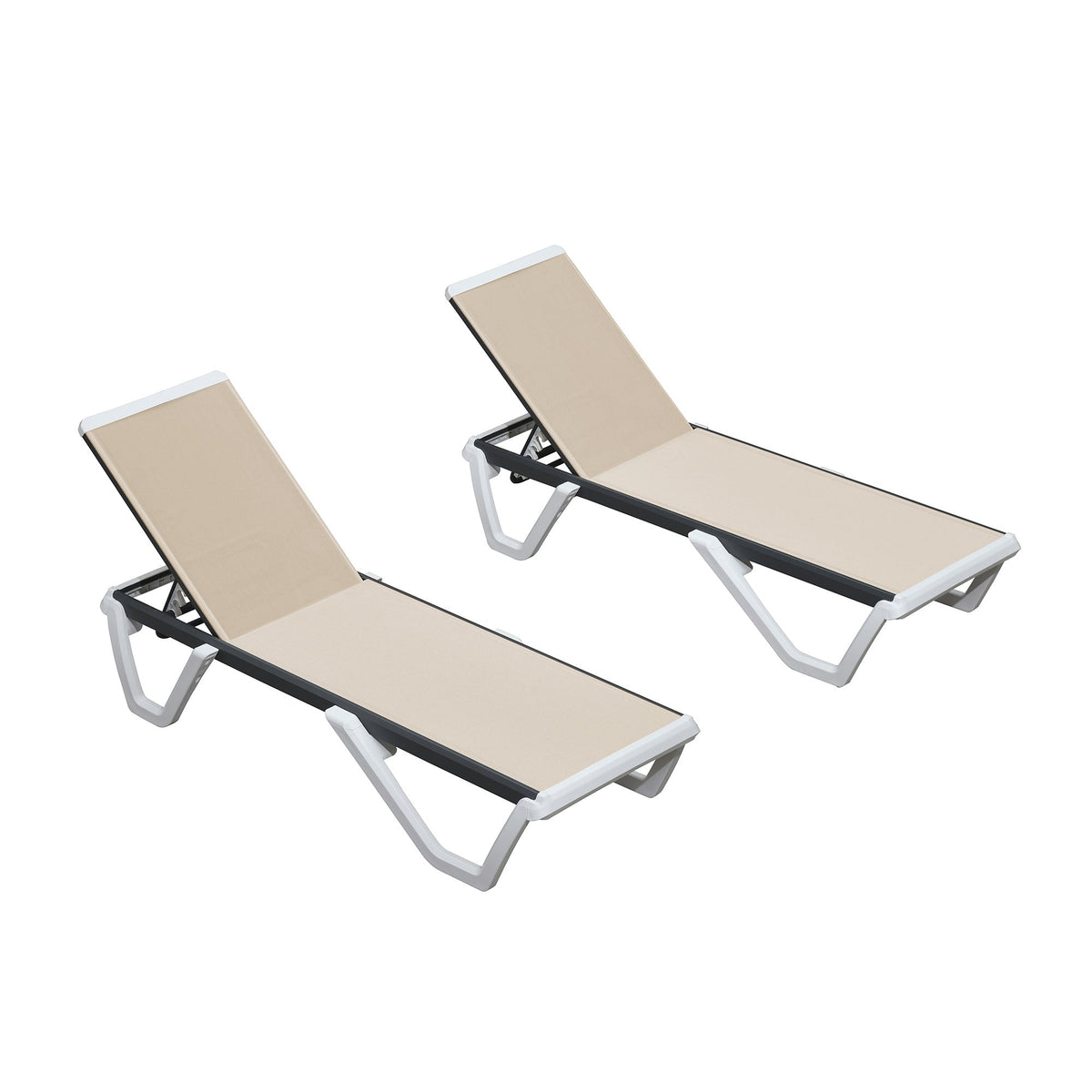 Clearance-PURPLE LEAF Patio Chaise Lounge Plastic Pool Outdoor Lounge Chair with Aluminum Frame Stackable Patio Tanning Chairs for Poolside Sunbathing Beach Deck Yard