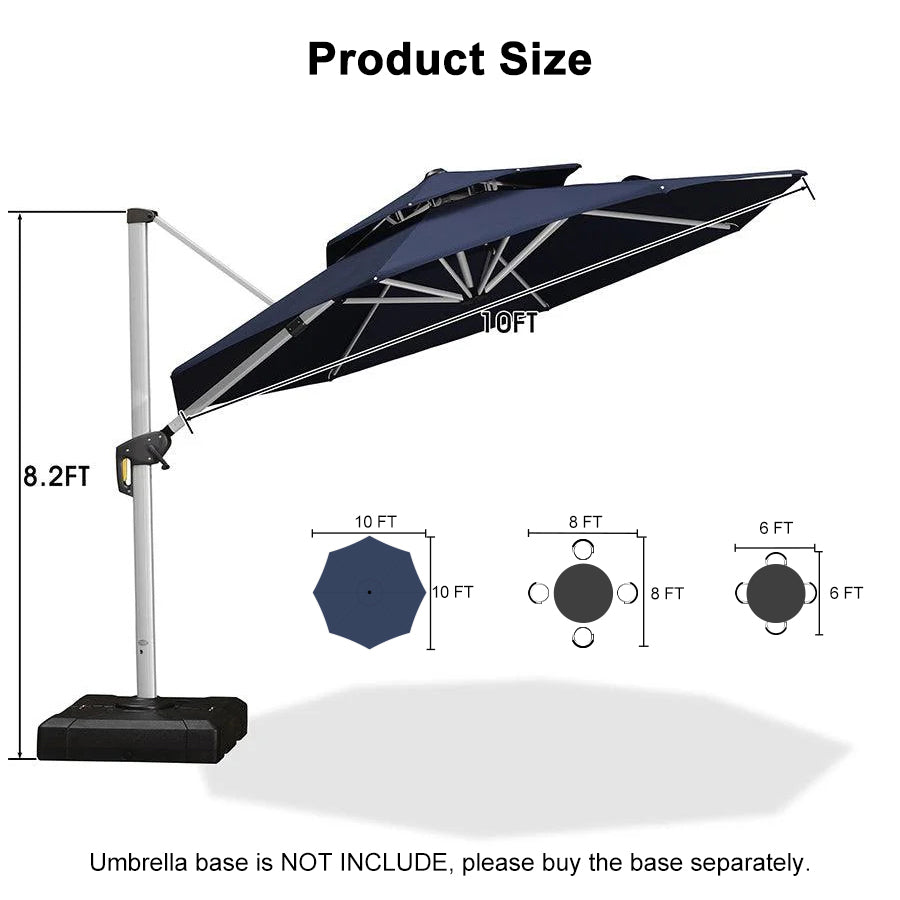 Clearance - PURPLE LEAF OPEN BOX Large Round Patio Cantilever Umbrella for Deck, Pool, Backyard