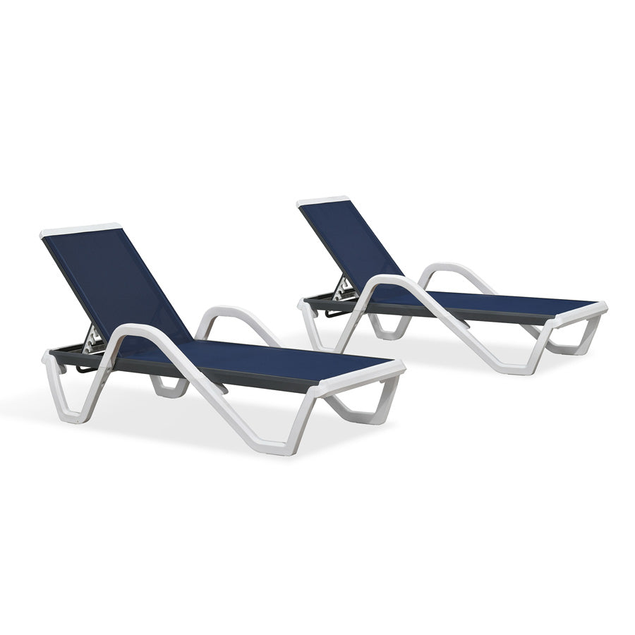 Clearance-PURPLE LEAF Patio Chaise Lounge Plastic Pool Outdoor Lounge Chair with Aluminum Frame Stackable Patio Tanning Chairs for Poolside Sunbathing Beach Deck Yard