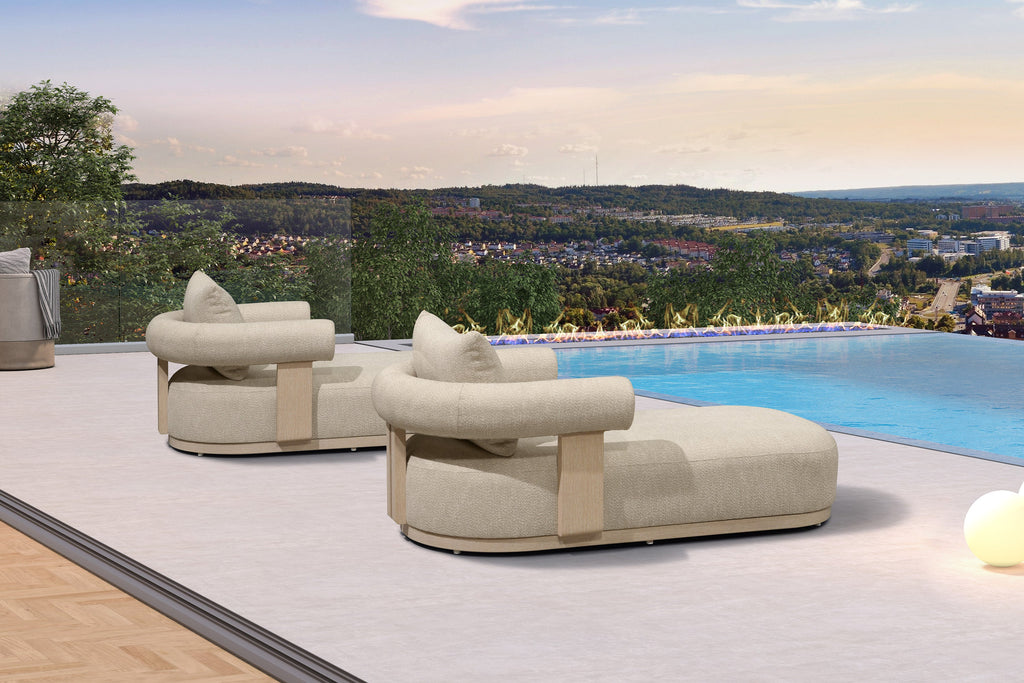 PURPLE LEAF  Provence Outdoor Chaise Lounge  Modern Luxury Aluminum Lounger Daybed with Olefin Lumbar Pillow and Armrest for Patio Poolside Beach Sunbathing Deck