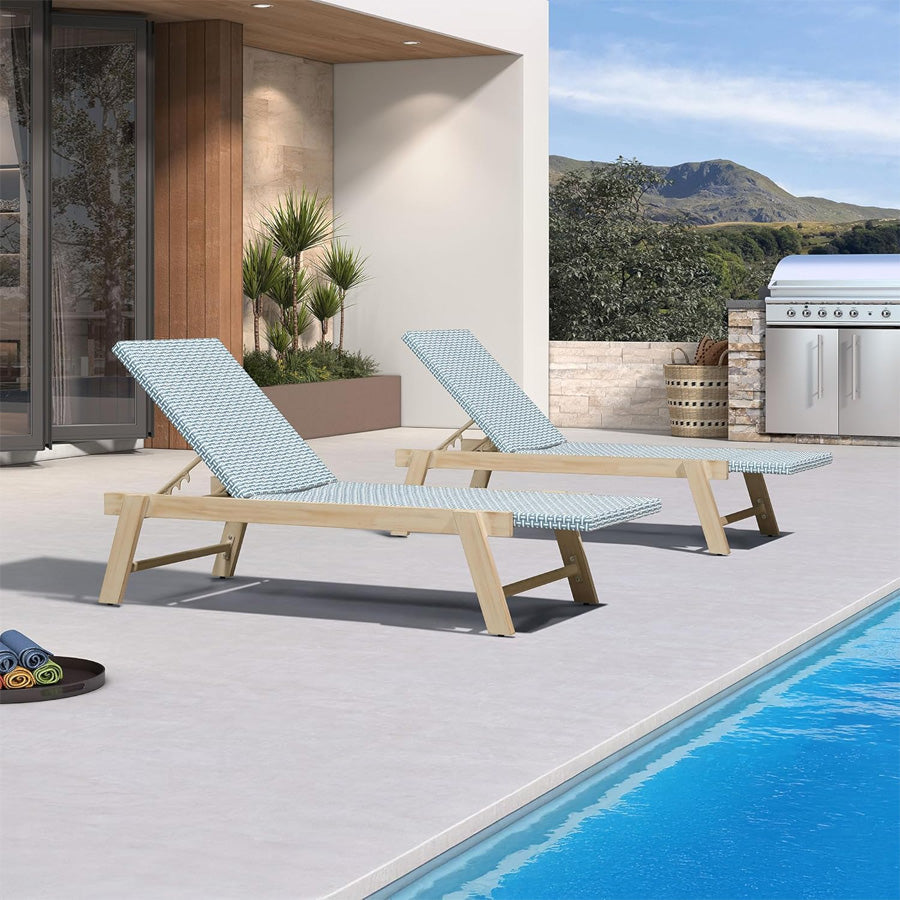 PURPLE LEAF Extra Large Patio Chaise Lounge French Outdoor Wicker Lounger Matte Teak Aluminum Frame 771LBS Capacity PE Rattan Adjustable Backrest for Pool Garden Beach Backyard